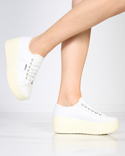 OUTLET Baltas un ekru sporta kedas uz Darru-Footwear platformas