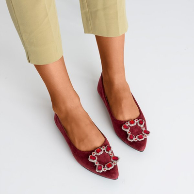 Burgundy ballerinas with decorative Vizerd buckle - Footwear 1
