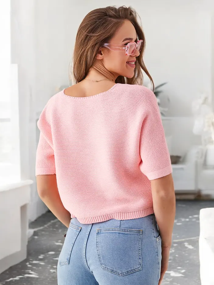 Royalfashion Women's Cotton Short Sweater with Butterflies