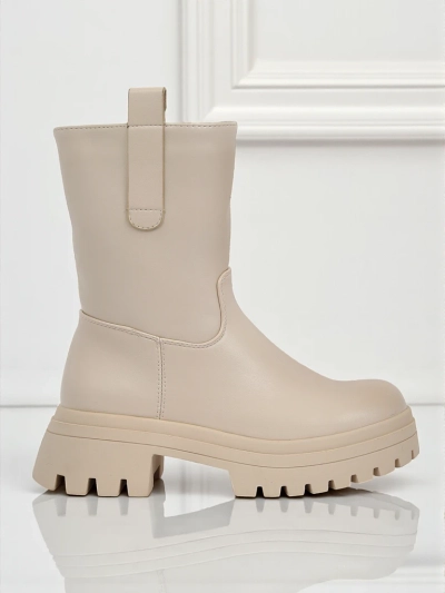 Women's High Eco-Leather Ankle Boots Scarlet Mist