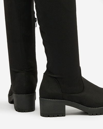 Royalfashion Black women's knee-high boots with flat heel Keteris
