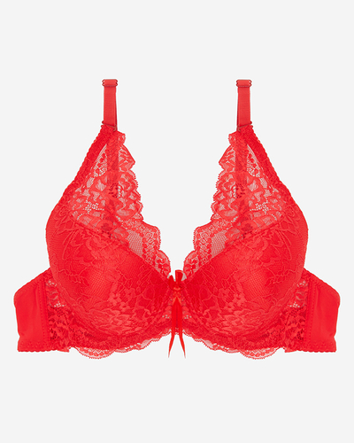 Women's push-up bra with red lace - Underwear