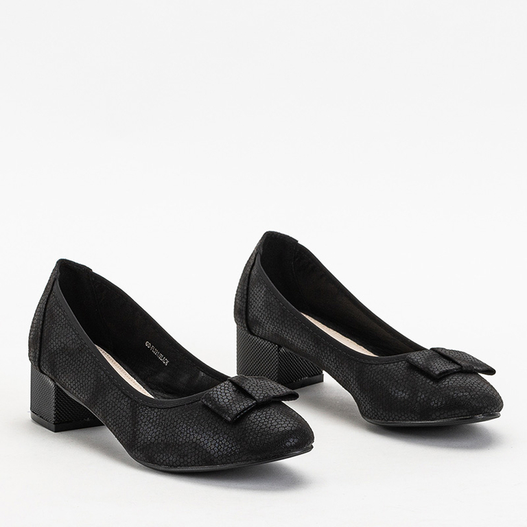 Черные женские туфли с бантиком Vetina