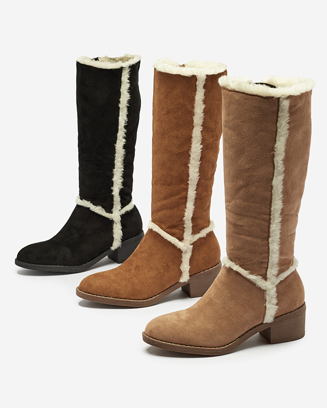 Black women's boots with fur Zerriva- Footwear