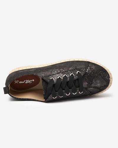 Black women's espadrilles with shiny embossing Tenerica - Shoes