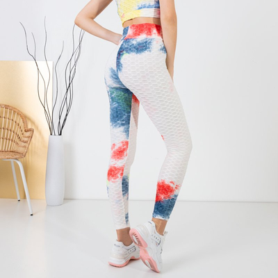 Цветные женские спортивные леггинсы в стиле tie dye