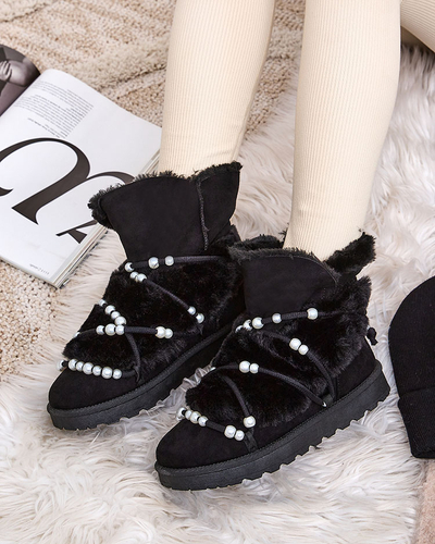 Royalfashion Women's snow boots with pearls Cuvilav