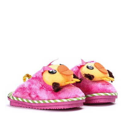 Pink and green Pochi children's slippers - Footwear