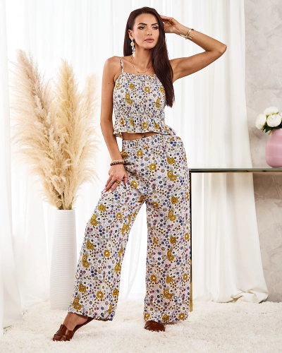 Royalfashion Узорчатый женский комплект бежевого цвета