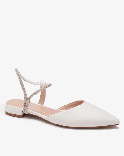 Royalfashion White Women's Embellished Shimmer Sole Flat Heel Sandals