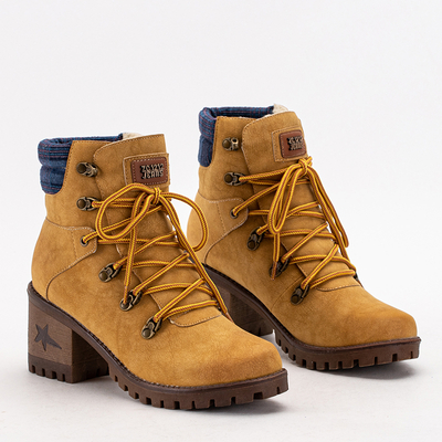 Mustard women's boots on the post Royaltan - Footwear