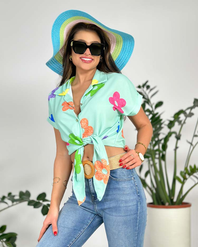 Royalfashion Женская короткая рубашка с цветочным рисунком