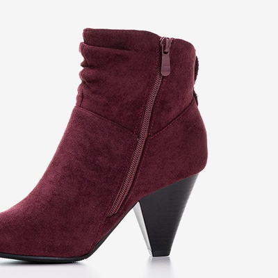 Maroon boots with a triangular heel Lika - Footwear