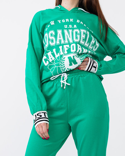 Green women's sports tracksuit set - Clothing