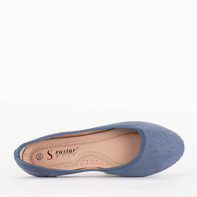 Dark blue women's eco-suede ballerinas Tizika - Footwear
