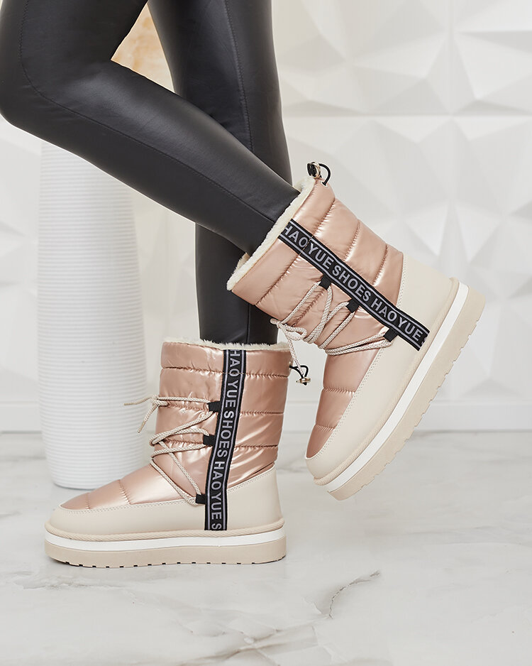 Royalfashion Розово-бежевые женские сапоги-снегоступы Gepanden