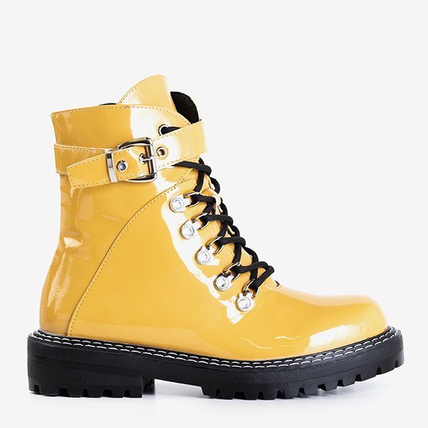 Żółte lakierowane workery Almelo - Obuwie