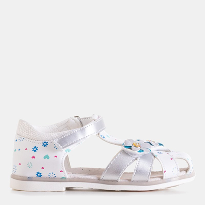 White and silver girls' sandals with embellishments Laluna - Footwear