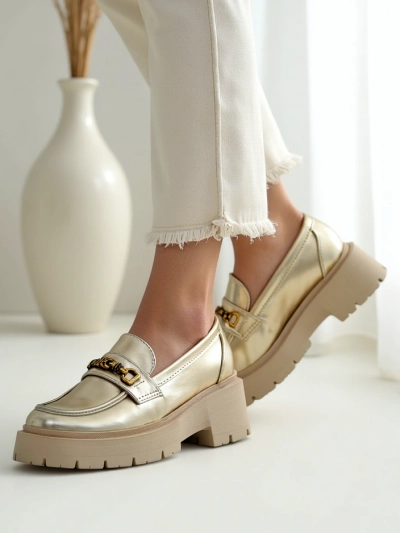 Royalfashion Женские мокасины с золотым покрытием Goldlove