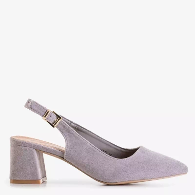OUTLET Gray women's eco-suede sandals on a Panella post - Footwear