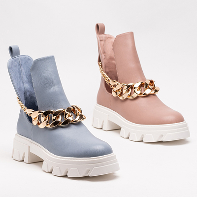 Pink women's boots with chain Tenkay - Footwear