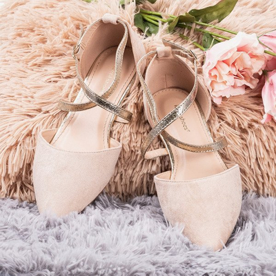 Beige women's ballerinas with flat heels Vosia - Footwear