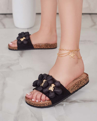 Royalfashion Женские шлепанцы с золотыми мишками и цветами Isaralle