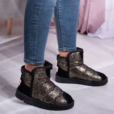 Зимние ботинки черного и золотого цвета Midori - Обувь