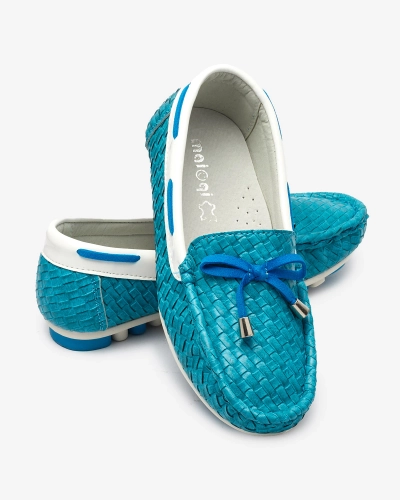 Turquoise children's moccasins Dannad- Footwear
