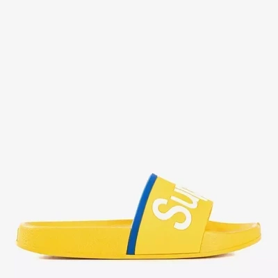 OUTLET Yellow children's slippers with the words Super - Footwear