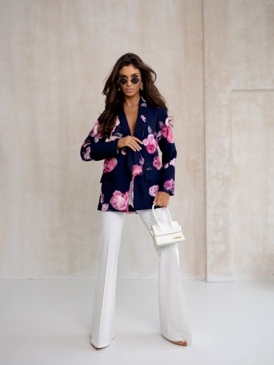 Женский блейзер Royalfashion без застежки с цветами розы