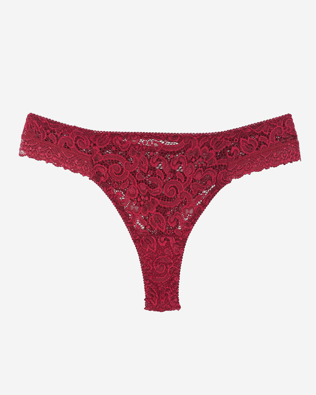 Women's thong panties made of burgundy lace - Underwear