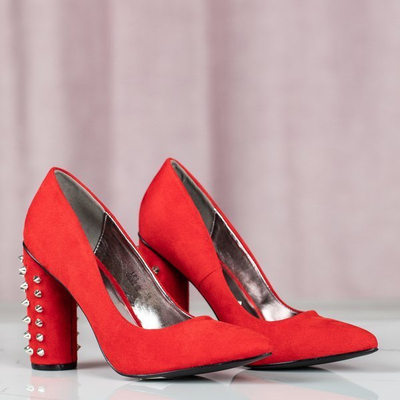 Red studded pumps on a higher post Madderse - Footwear