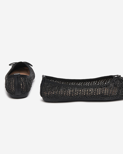 Черные женские плетеные балетки Wewo