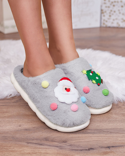 Royalfashion Christmas women's slippers in gray Fertemse