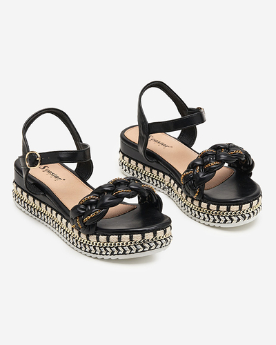 Rella black women's flat sandals - shoes