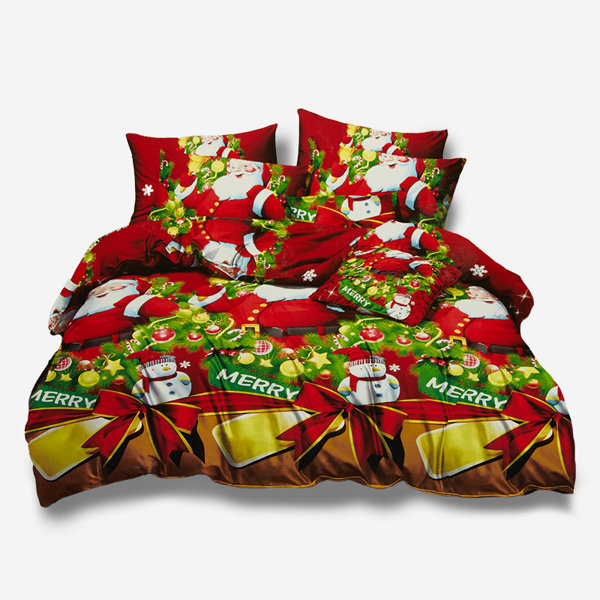 Ziemassvētku gultasveļa sarkanā krāsā 160x200 komplekts 4 DETAĻAS - Gultasveļa