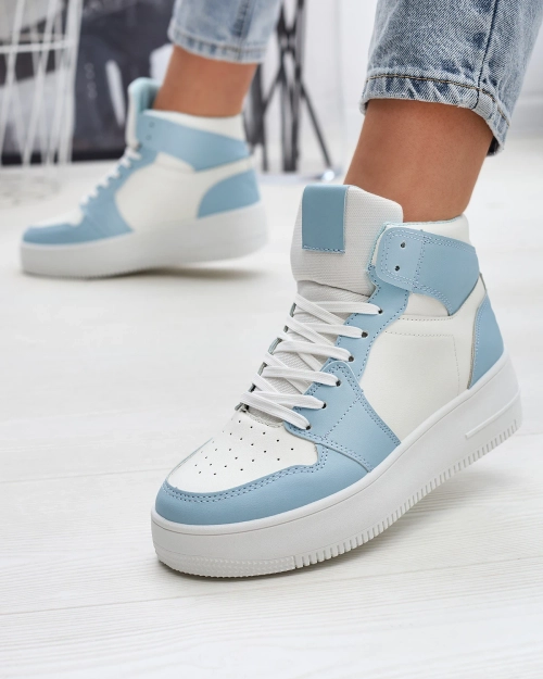 Balti-zilas sieviešu augstās kedas Palisso- Footwear