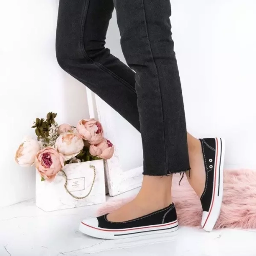 Czarne tenisówki typu slip on Seath - Obuwie
