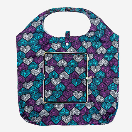 Daudzkrāsains iepirkumu maisiņš ar sirsniņām, salocīts makā - Aksesuāri
