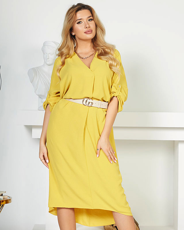 Dzeltena sieviešu oversize midi kleita - Apģērbs