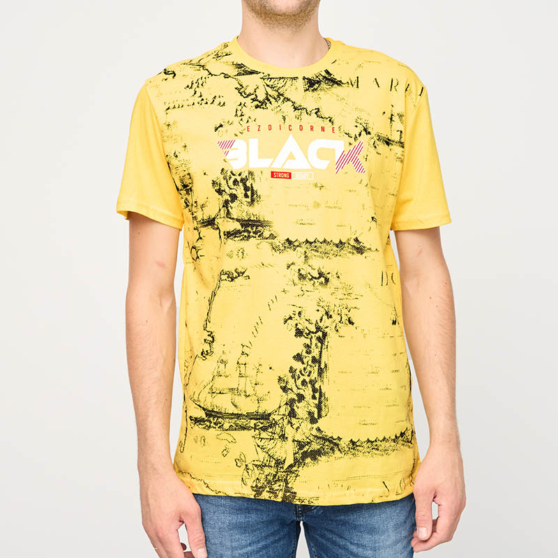 Dzeltens vīriešu t-krekls ar apdruku - Apģērbs