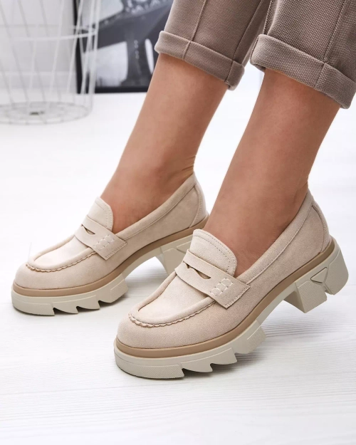 Eko zamšādas smilškrāsas mokasīni sievietēm Zirraf-Footwear