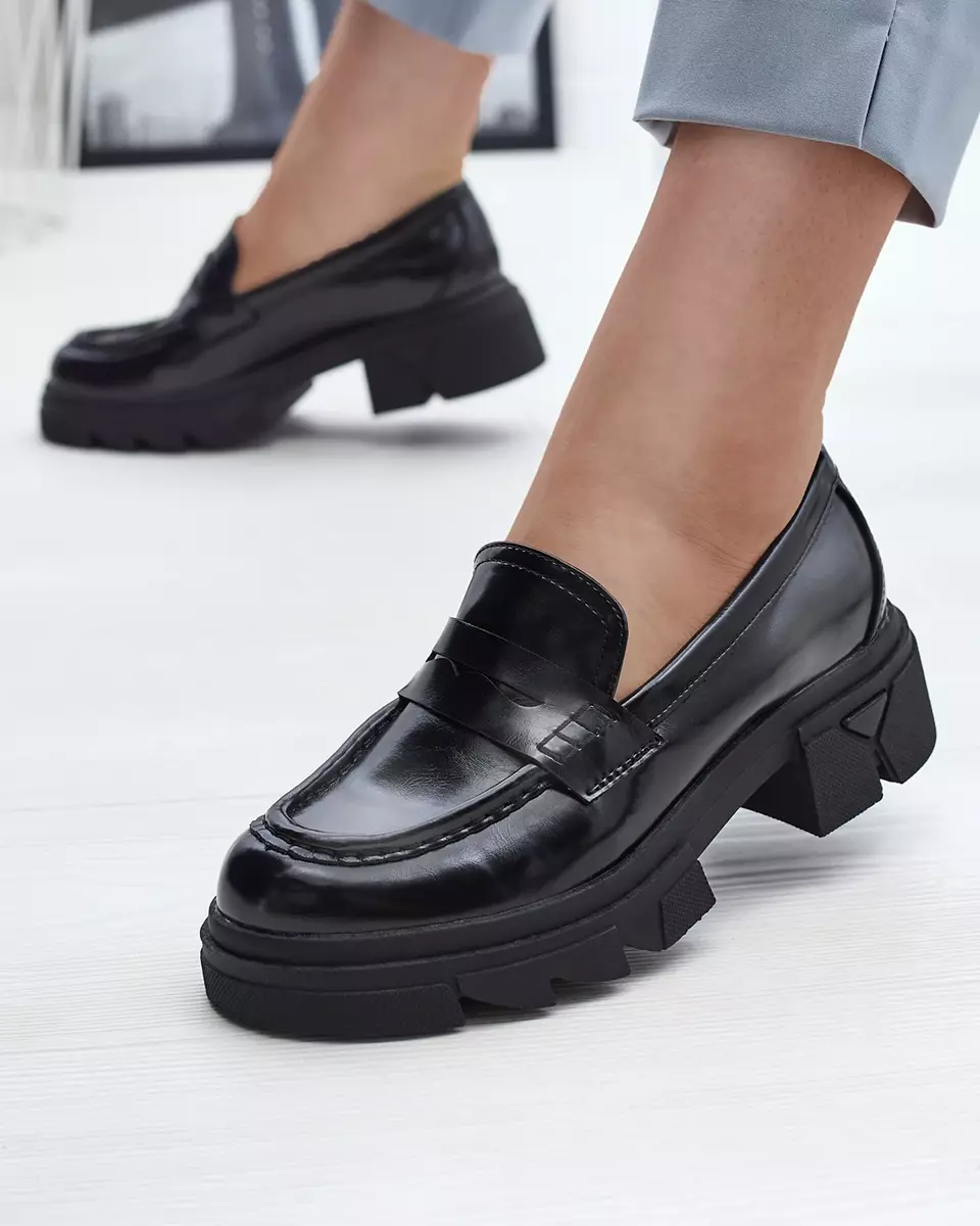 Melni sieviešu eko ādas mokasīni Sepop- Footwear