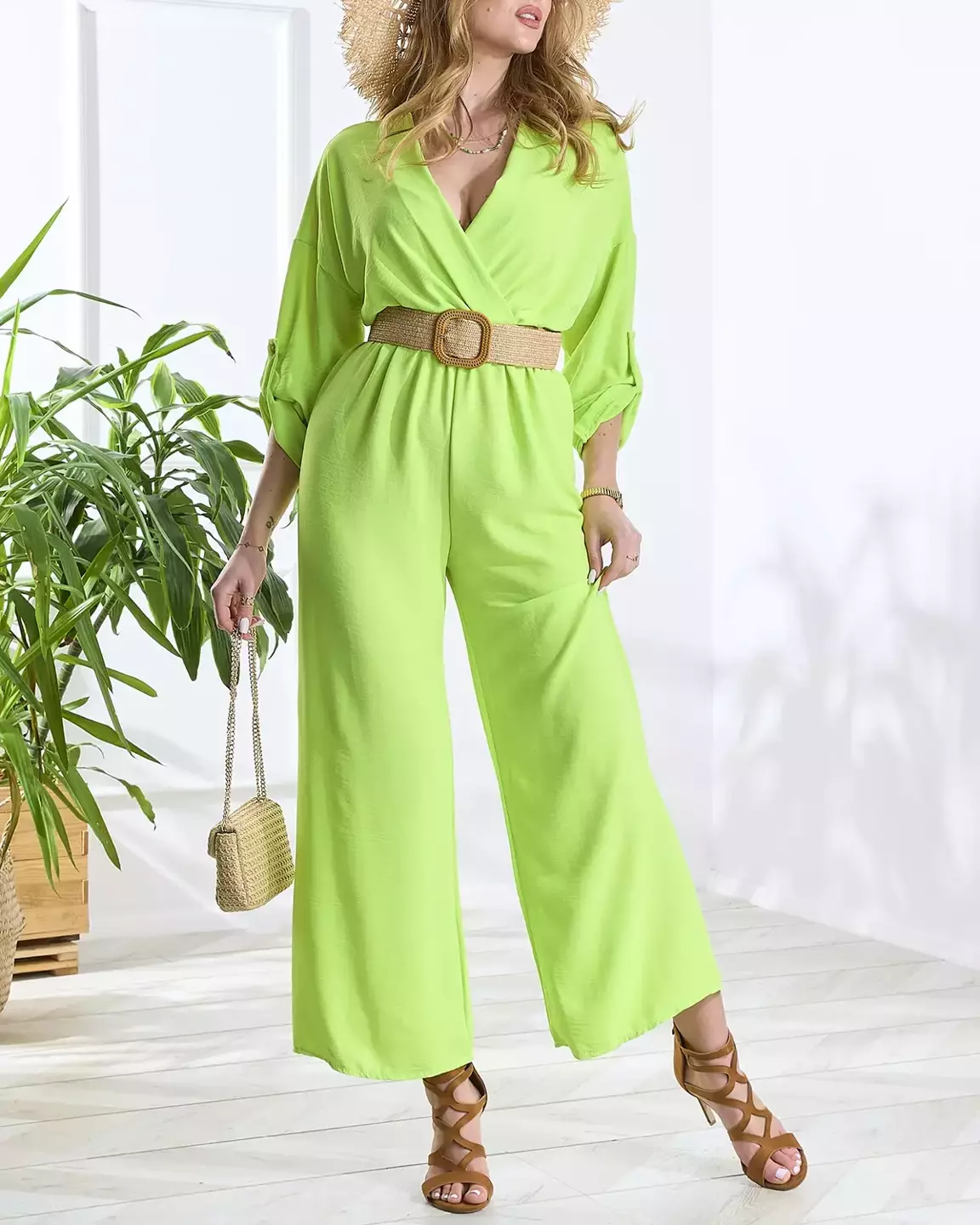 Neona zaļš, garš sieviešu kombinezons- Apģērbi