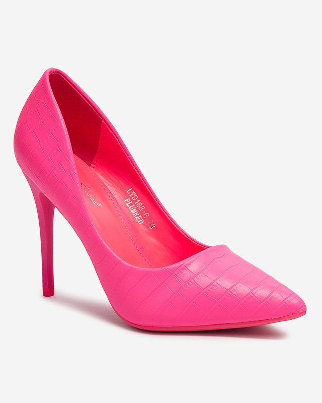 OUTLET Neona rozā krāsas sieviešu stiletto kurpes ar reljefu Asota - Apavi