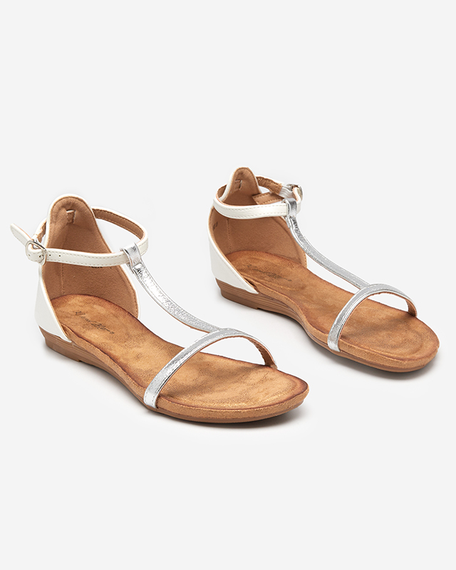 OUTLET Sieviešu baltas sandales ar eko-zamšādas ieliktni Selione - Shoes