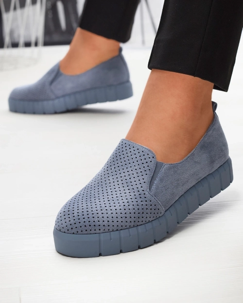 Openwork sieviešu zilas slip on kedas Cegeti - Apavi