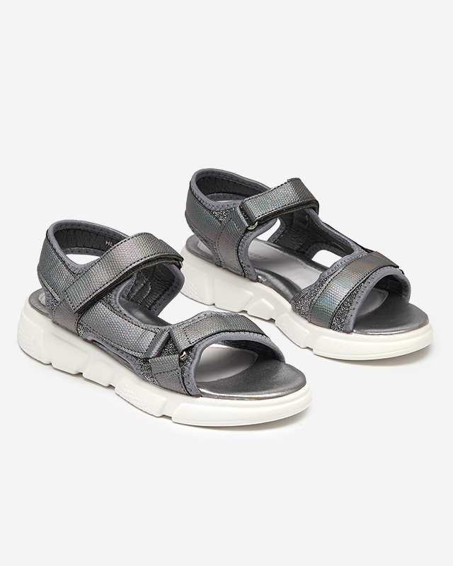 Pelēkas bērnu spīdīgas sandales Missio- Footwear
