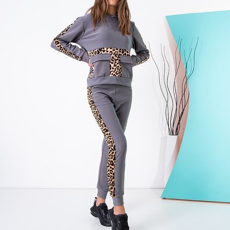 Pelēks sieviešu treniņtērpa komplekts ar leoparda rakstu - Apģērbs